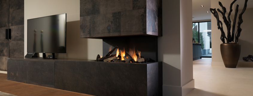 cheminée moderne noire à bois